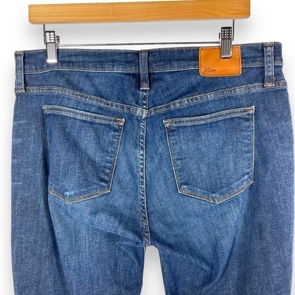 J Crew Toothpick Skinny Jeans w/Distressed Knee, Dark Wash, Size 32P - Picture 9 of 11